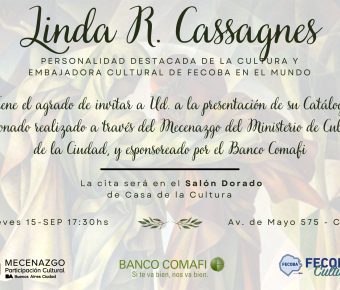 Invitación Presentación FECOBA CULTURA Catálogo Linda R. Cassagnes